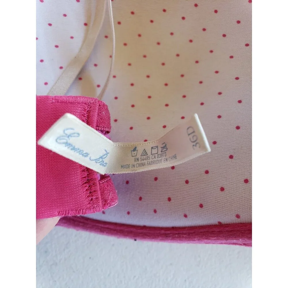 Aerie Womens 36D Bra Pink Polka Dot T-Shirt Underwire Bra Lightly Padded Comfy - Picture 4 of 10